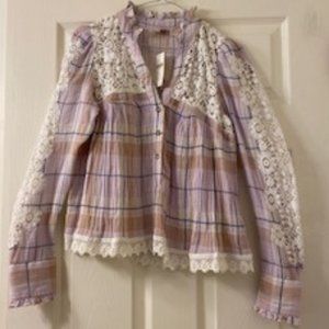 Pilcro Lace Trimmed Blouse